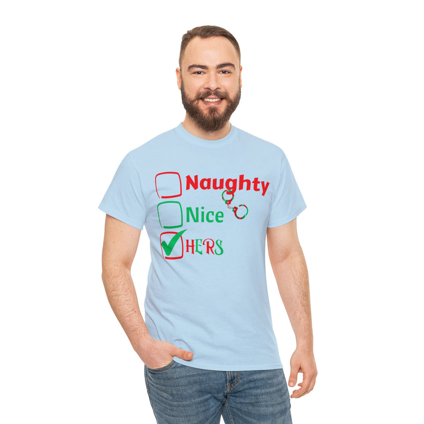 Naughty Nice HERS Christmas T-shirt Sexy Cotton Tee