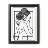 Lovers Line Art Framed Canvas | Romantic Couple Wall Art | Modern Bedroom Décor