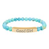 Good Girl DDlg Submissive Engraved Stone Stretch Bracelet