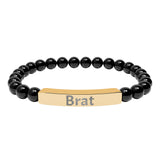 Brat Engraved Stone Stretch Bracelet