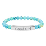 Good Girl DDlg Submissive Engraved Stone Stretch Bracelet