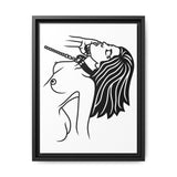 Minimalist BDSM Line Art Framed Canvas | Ball Gag Wall Art | Modern Alternative Lifestyle Décor