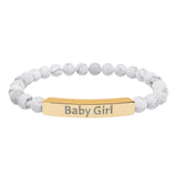 Baby Girl DDlg Submissive Engraved Stone Stretch Bracelet