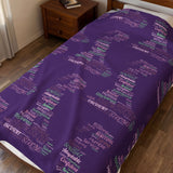 Velveteen Plush Blanket — Purple Submissive Word-Cloud Love Pattern