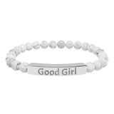 Good Girl DDlg Submissive Engraved Stone Stretch Bracelet