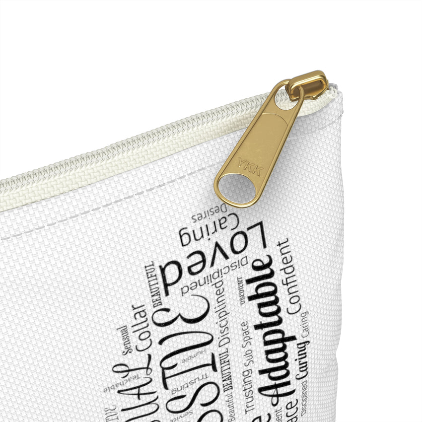 Kneeling Submissive Word Art Accessory Pouch Bag