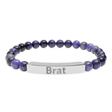 Brat Engraved Stone Stretch Bracelet