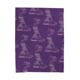 Velveteen Plush Blanket — Purple Submissive Word-Cloud Love Pattern
