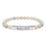 Baby Girl DDlg Submissive Engraved Stone Stretch Bracelet