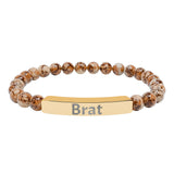 Brat Engraved Stone Stretch Bracelet