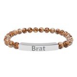 Brat Engraved Stone Stretch Bracelet