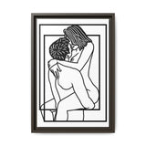 Lovers Line Art Framed Canvas | Romantic Couple Wall Art | Modern Bedroom Décor