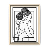 Lovers Line Art Framed Canvas | Romantic Couple Wall Art | Modern Bedroom Décor