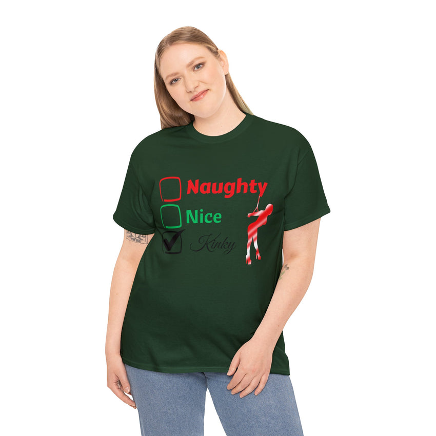 Naughty Nice Kinky Christmas T-shirt Sexy Cotton Tee