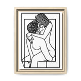Lovers Line Art Framed Canvas | Romantic Couple Wall Art | Modern Bedroom Décor
