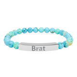 Brat Engraved Stone Stretch Bracelet