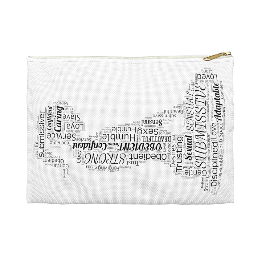 Kneeling Submissive Word Art Accessory Pouch Bag