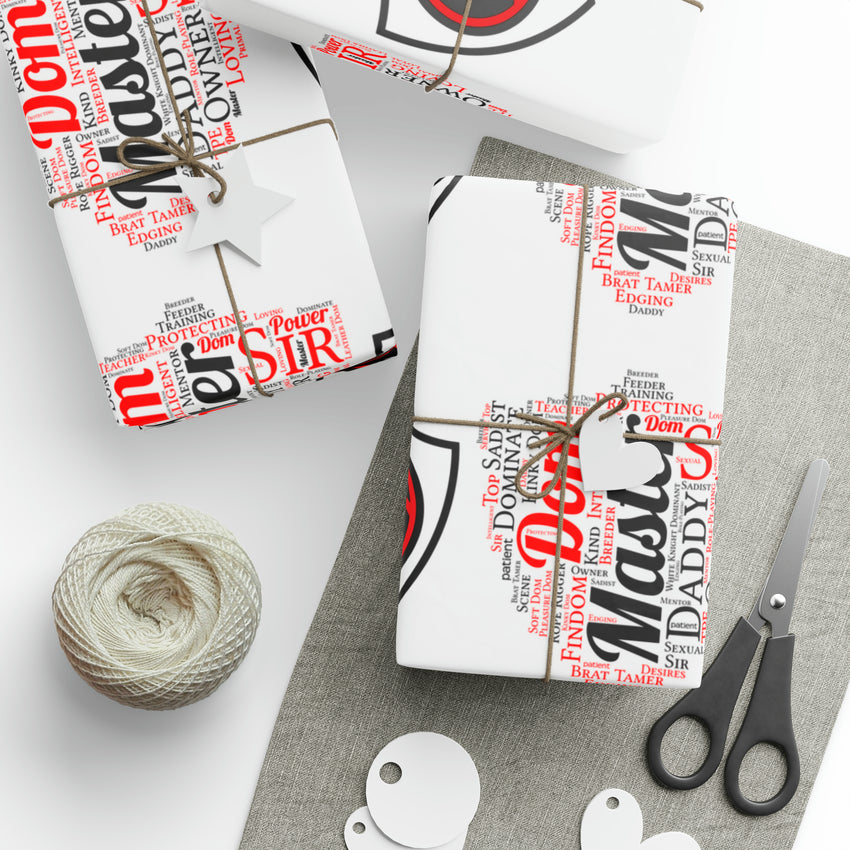 Master Dom Wrapping Paper Word Art Adult Gift Wrap