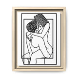 Lovers Line Art Framed Canvas | Romantic Couple Wall Art | Modern Bedroom Décor