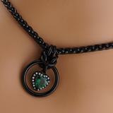 Heart w/ Emerald and Clear Stones 4mm Wheat