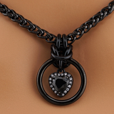 Heart w/ Black and Clear Stones 4mm Wheat