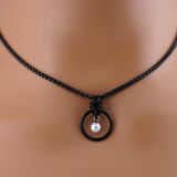 Black Wheat Chain Pearl O Ring