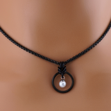 Black Wheat Chain Pearl O Ring