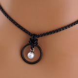 Black Wheat Chain Pearl O Ring