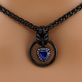 Heart w/ Sapphire and Clear Stones 4mm Wheat