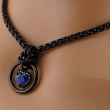 Heart w/ Sapphire and Clear Stones 4mm Wheat