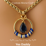 Blue Sapphire Teardrop Morse Code Day Collar