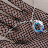 Sterling Silver Blue Gem O - Moon Shaped Dragon