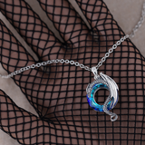 Sterling Silver Blue Gem O - Moon Shaped Dragon