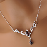 Garnet Celtic Day Collar Sterling Silver