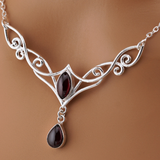 Garnet Celtic Day Collar Sterling Silver