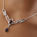 Garnet Celtic Day Collar Sterling Silver