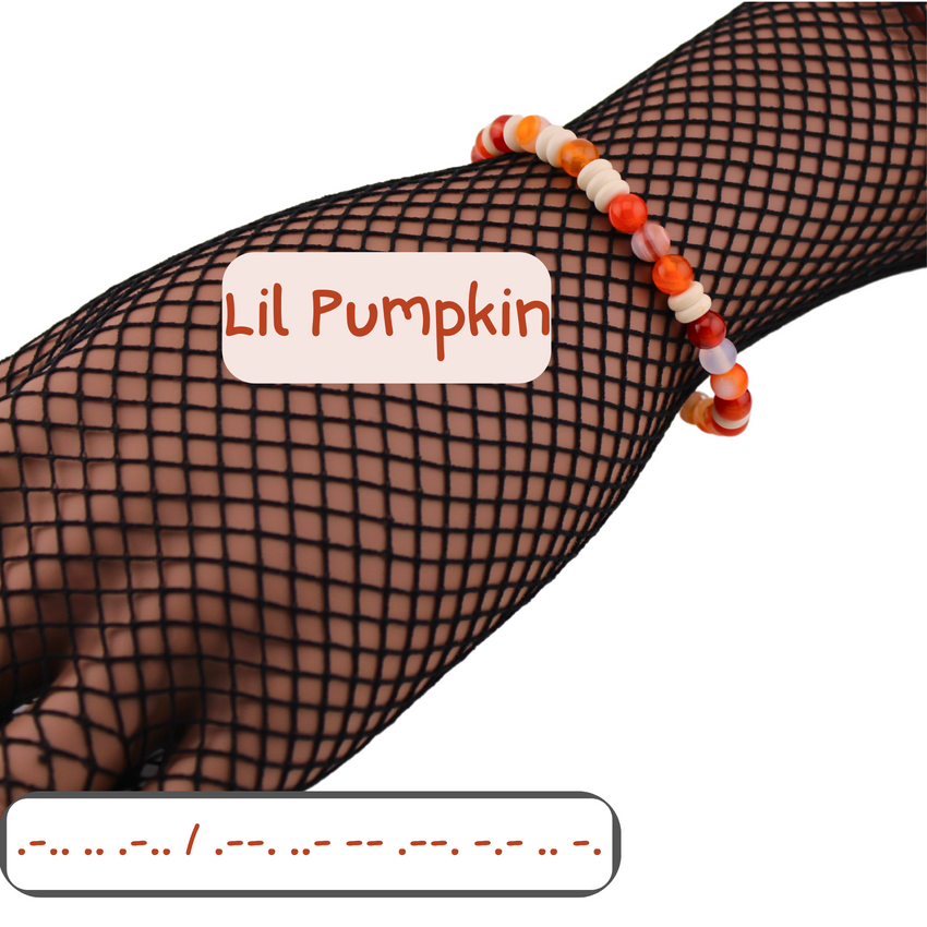 Morse Code Lil Pumpkin Bracelet Halloween