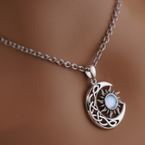 Sterling Silver Moonstone Celtic Moon Sun