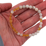 Gemstone Morse Code Bracelet – Custom Word, Submissive Day Collar Bracelet, Moonstone & Gold Rutilated Quartz