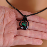 Morse Code Emerald Heart & Black Stones