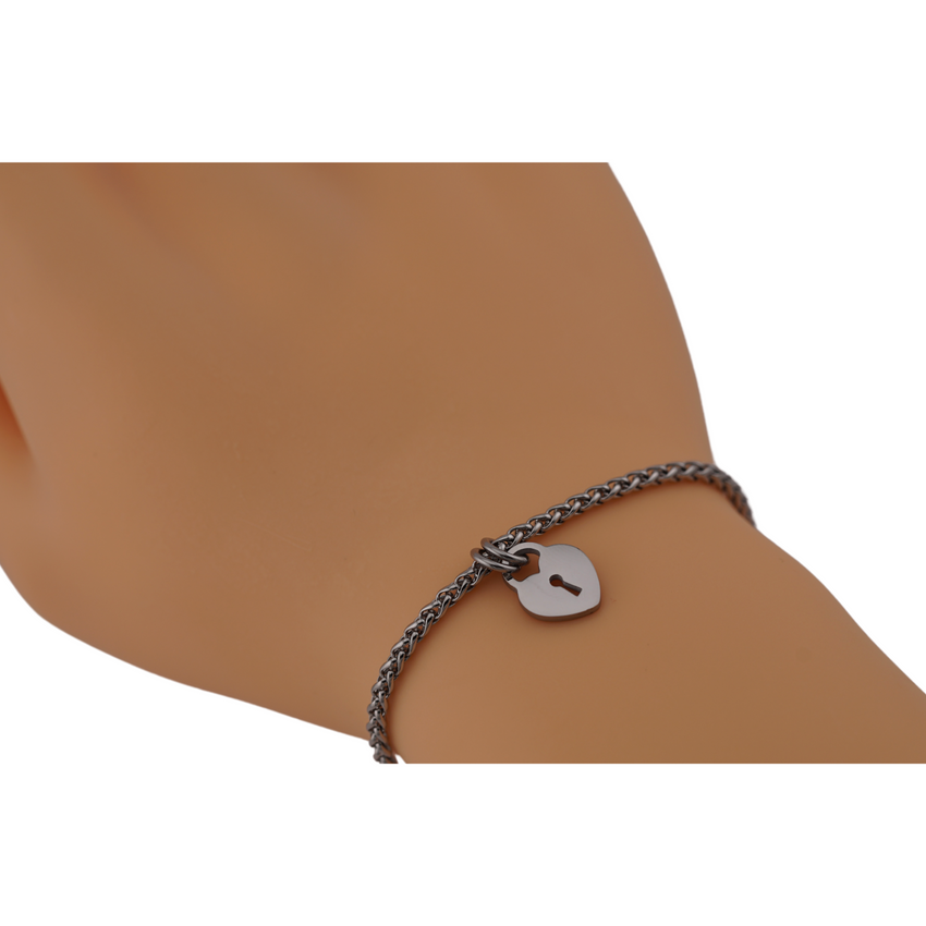 Wheat Chain Bracelet Heart Lock Pendant