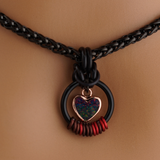 Morse Code Fire Opal Heart Day Collar