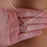 Submissive O-Ring Day Collar – Sterling Silver with Chainmaille Accent