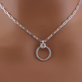 Submissive O-Ring Day Collar – Sterling Silver with Chainmaille Accent