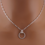 Submissive O-Ring Day Collar – Sterling Silver with Chainmaille Accent