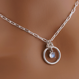 Sterling Silver Submissive Day Collar – Moonstone O-Ring Necklace