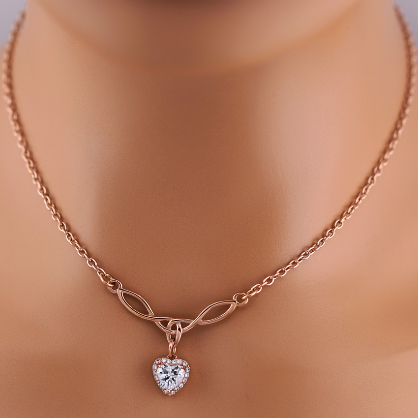 Rose Gold Celtic Collar with CZ Diamond Heart