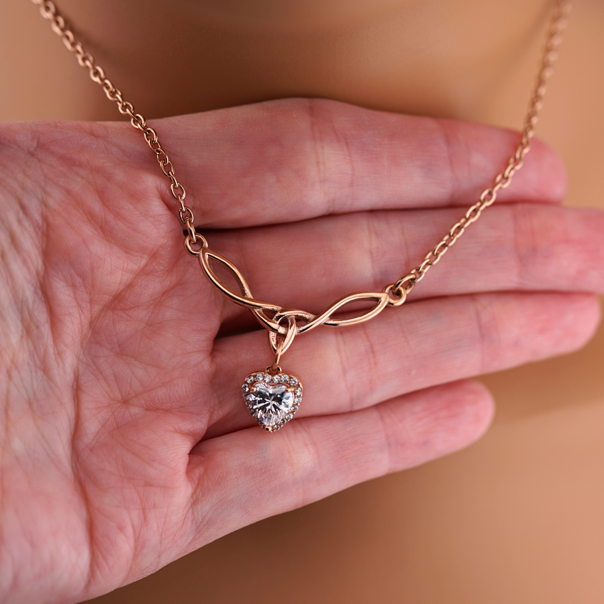 Rose Gold Celtic Collar with CZ Diamond Heart