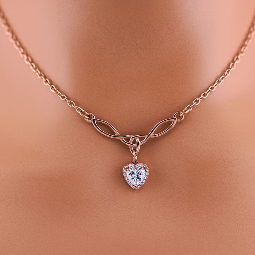 Rose Gold Celtic Collar with CZ Diamond Heart