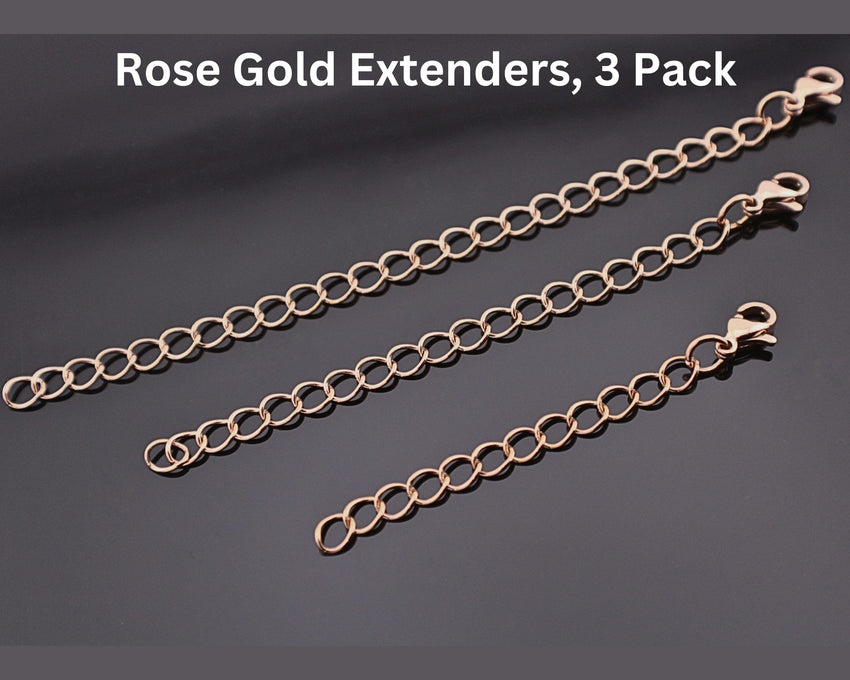 Necklace Extender 3-Pack Choice of Silver Extenders Rose Gold Necklace Extension Gold Necklace Chain Extender